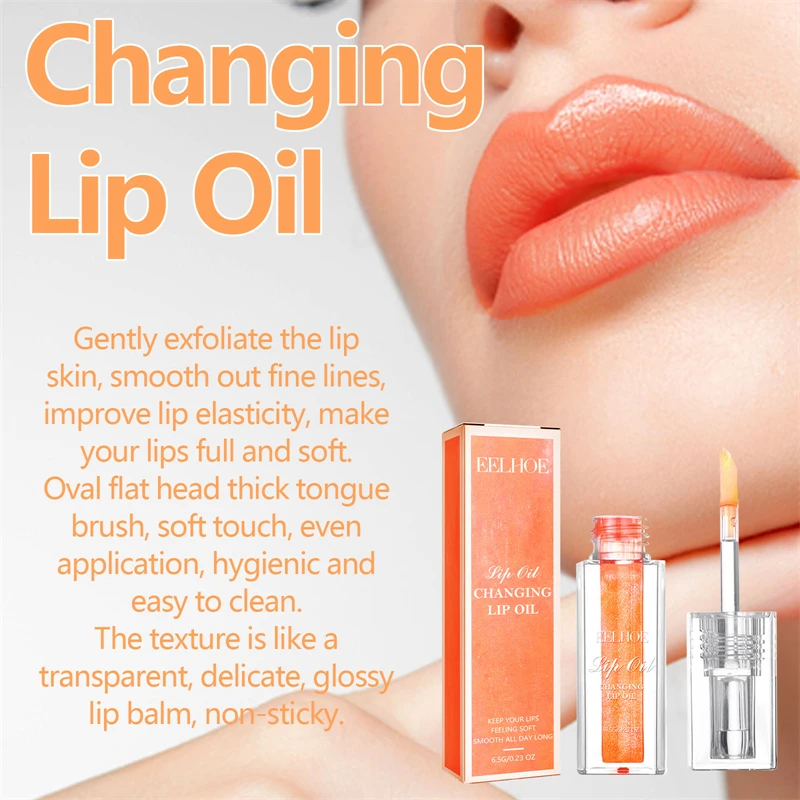 EELHOE avocado jojoba lip oil pink red orange changing lip oil exfoliating softening smoothing cheap chinese lip gloss wholesale