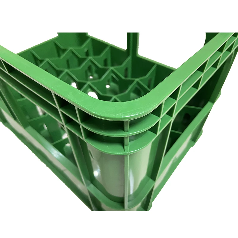Wholesale Cheap green bottle plastic storage packing PP stackable beer wine milk divider crate for free sample