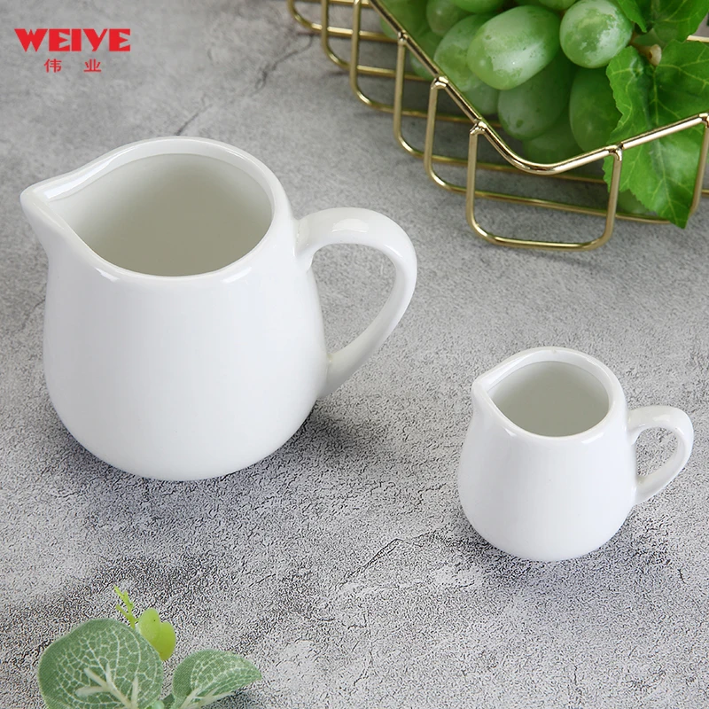 WEIYE  wholesale price multi-size white porcelain milk jug ceramic cup for hotel cafe