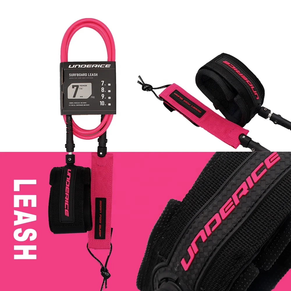 Free Design Different Color PVC Lightweight Surf Leg Rope Durable Straight Cord Surfboard Leash For Surfing