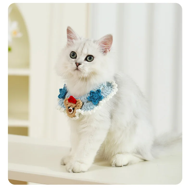 Crochet Lovely Fashion Fancy Knitting Yarn Pet Decorations Cat Dog Scarf Necklace