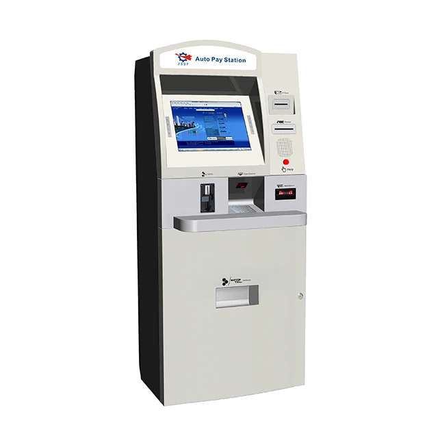 Floor standing customization self service touch screen parking kiosk with bill acceptor and coin dispenser