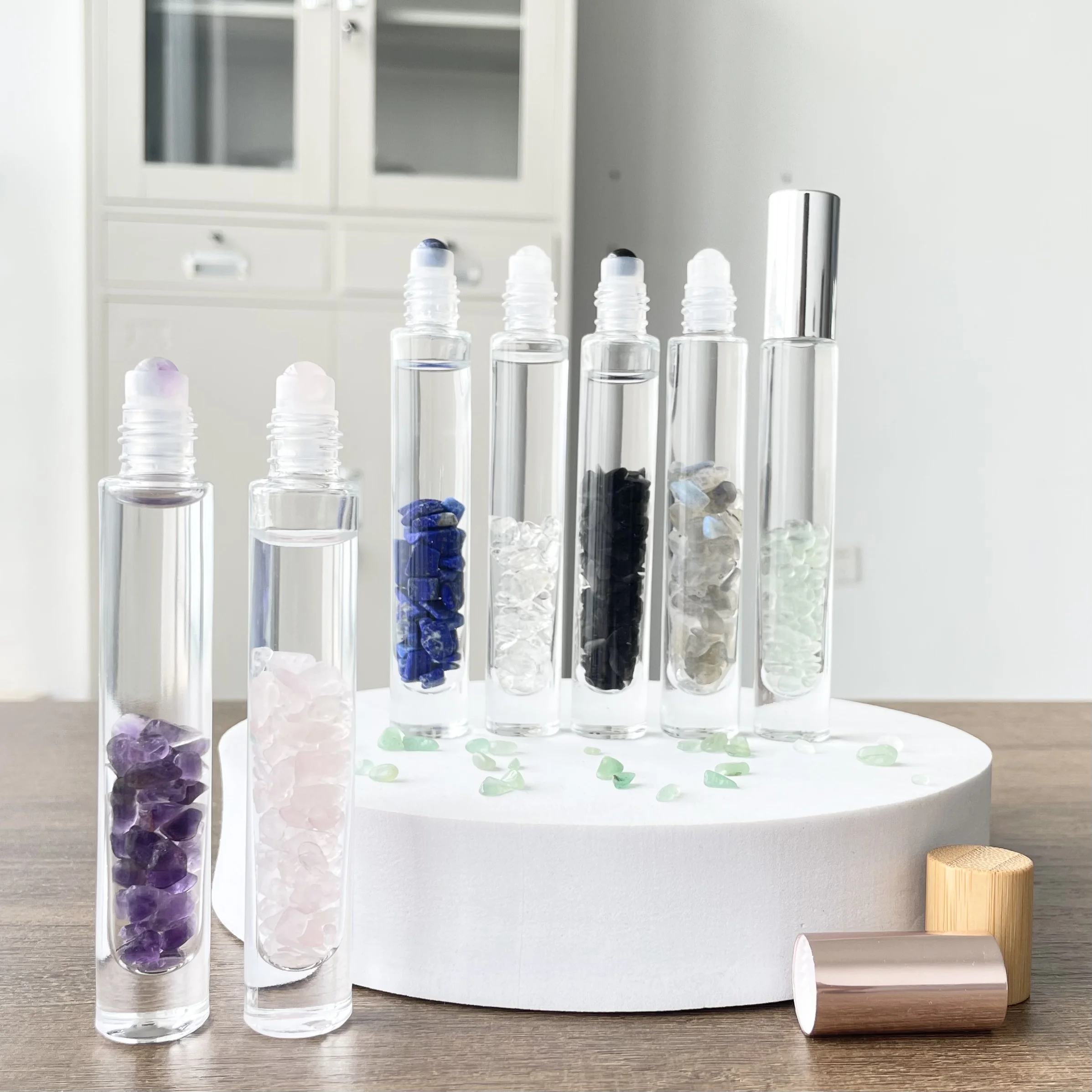 Bottle For Perfume Essential Oil Deodorant Cosmetic with Stainless Steel Metal Roll On Ball Include Opener Funnel Essential Oil