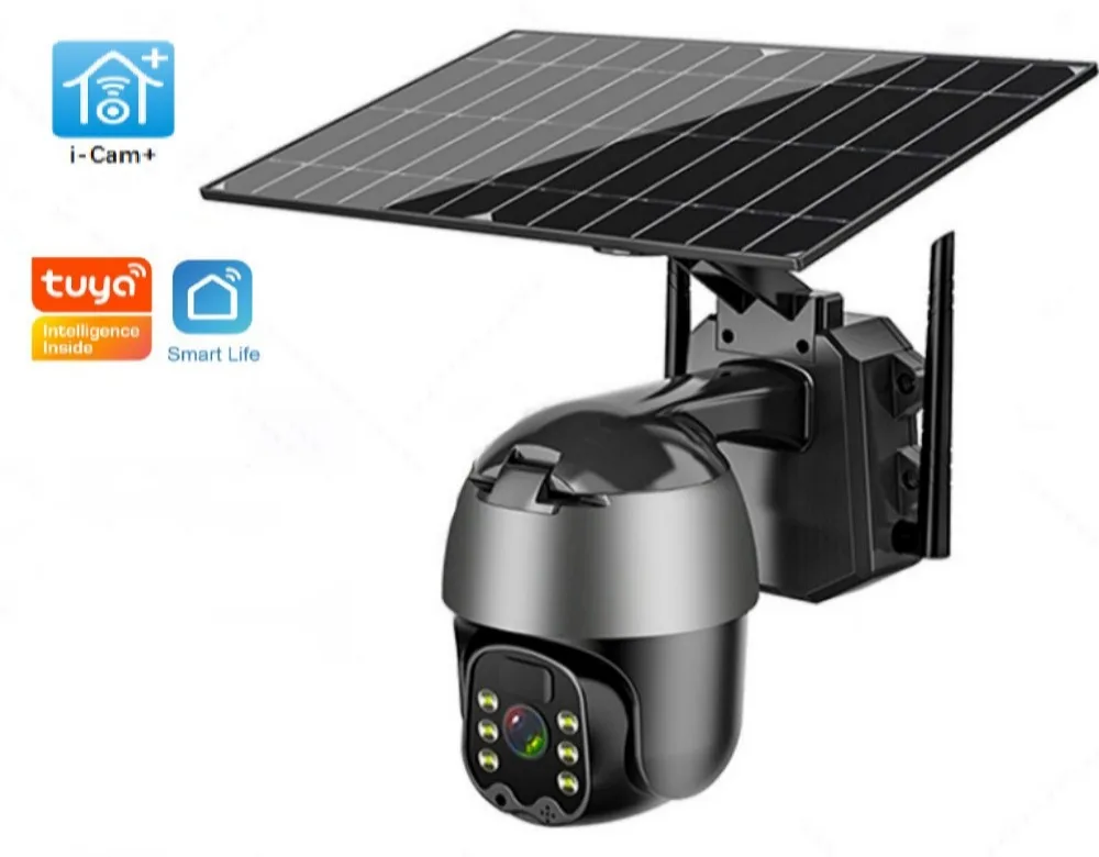 4MP WIFI Security Camera 6W Solar CCTV Video Surveillance Camera 4G Sim Card Slot Audio PTZ Wireless IP Camera Outdoor