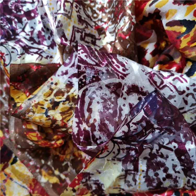 
Italian Burnout Silk Fabric Silk Viscose Blend Fabric Viscose Silk Fabric 