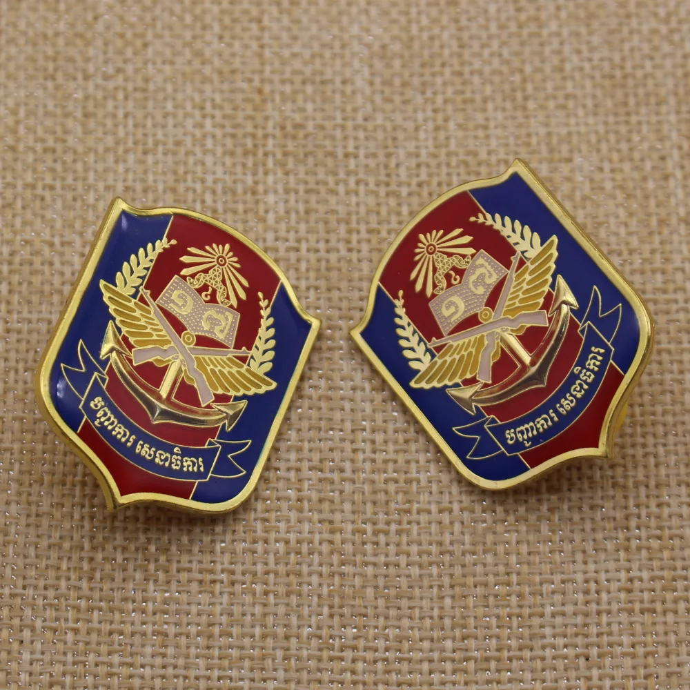 Custom metal printed badge Engraved lapel pin embossed badge enamel pin