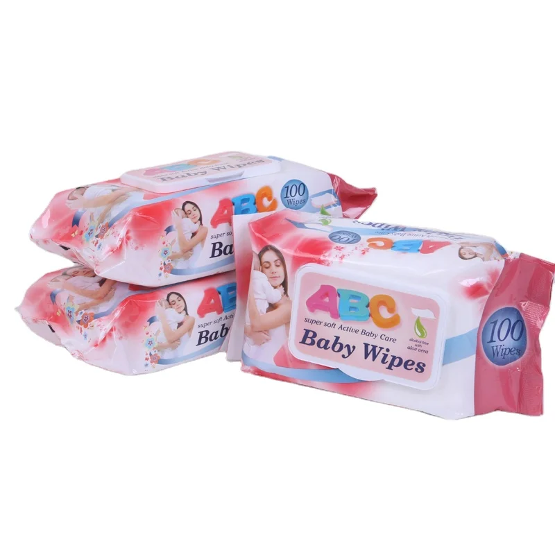 Custom Logo Water Baby Wipes 80pcs 100pcs 120pcs Wholesale Non Woven Fabric Abc Wet for