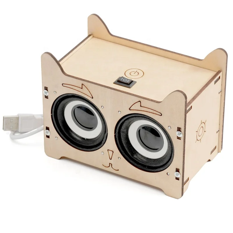 DIY school learning wooden stem education toy wireless plywood mini bluetooth speaker