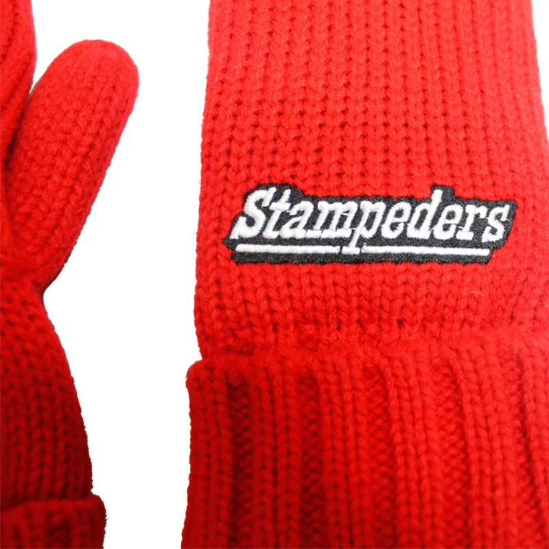 Red Warm Fingerless Knitted Animal Pattern Mittens Gloves