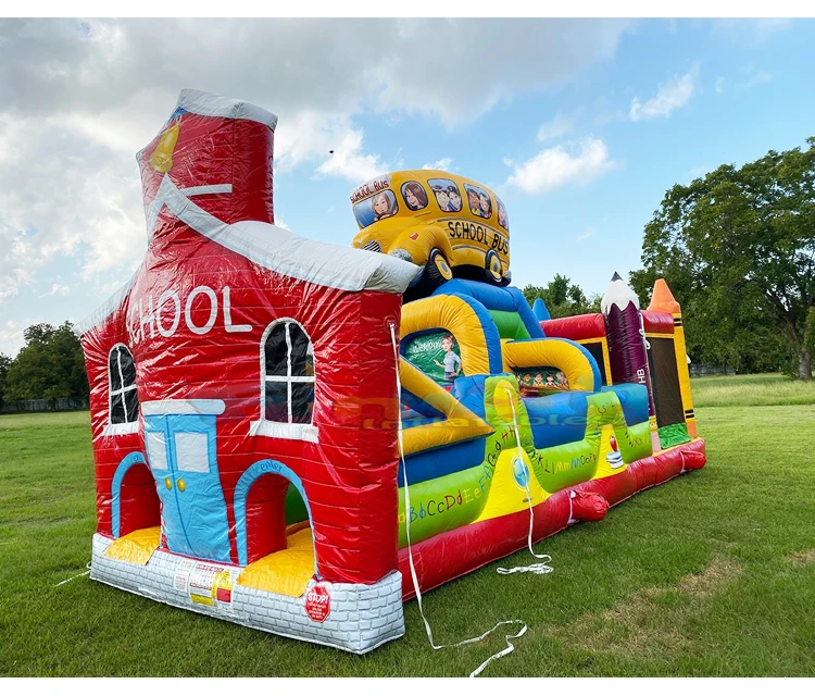 Коммерческий класс дети прыгающие замки комбо прыгающий надувной школьный автобус прыгающий домик оптом