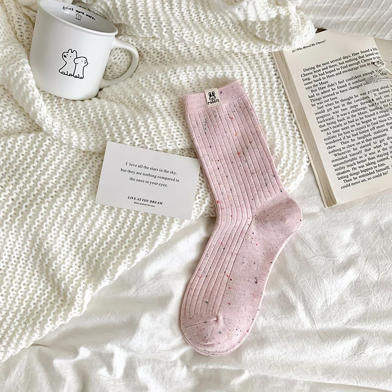2024 New Design Comfortable Cute Korean Socks Cloth Label Bunny Female Socks