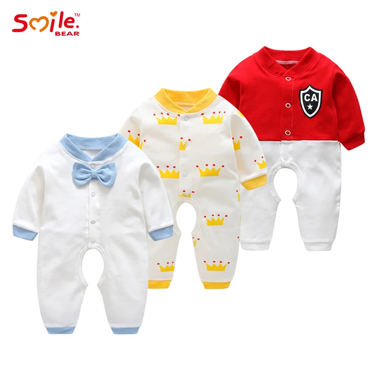 
Smile Bear Factory direct sale baby long-sleeved one-piece autumn baby climbing clothes 100% cotton baby clothes 