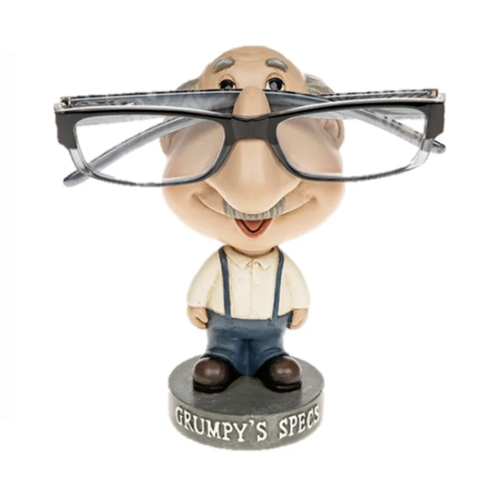 Resin bobblehead novelty eyeglass holder stand figurine Polyresin eyeglass retainer eyeglasses strap holder stand