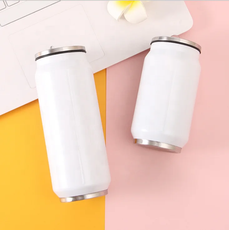 450 ml Flip up Soft Touch Soda Stainless Steel Double Wall Blanks Sublimation Water Bottle Cola Can