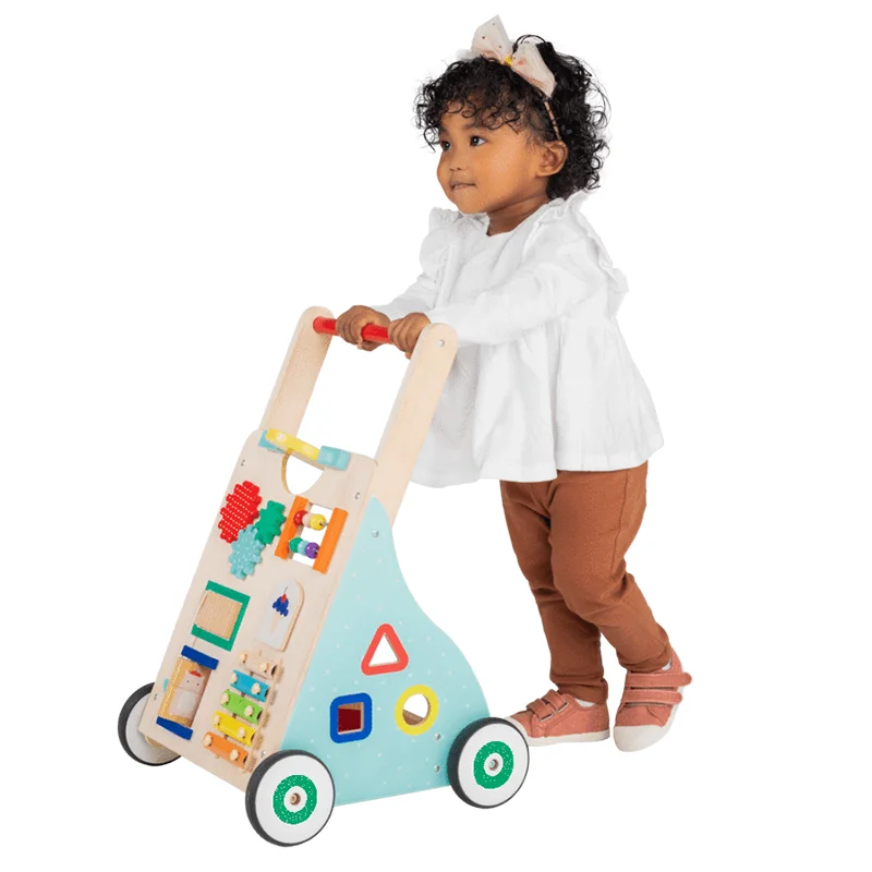 wooden Educational Baby Activity Walker Toy Wooden multifunction Baby Learning Walker for toddler