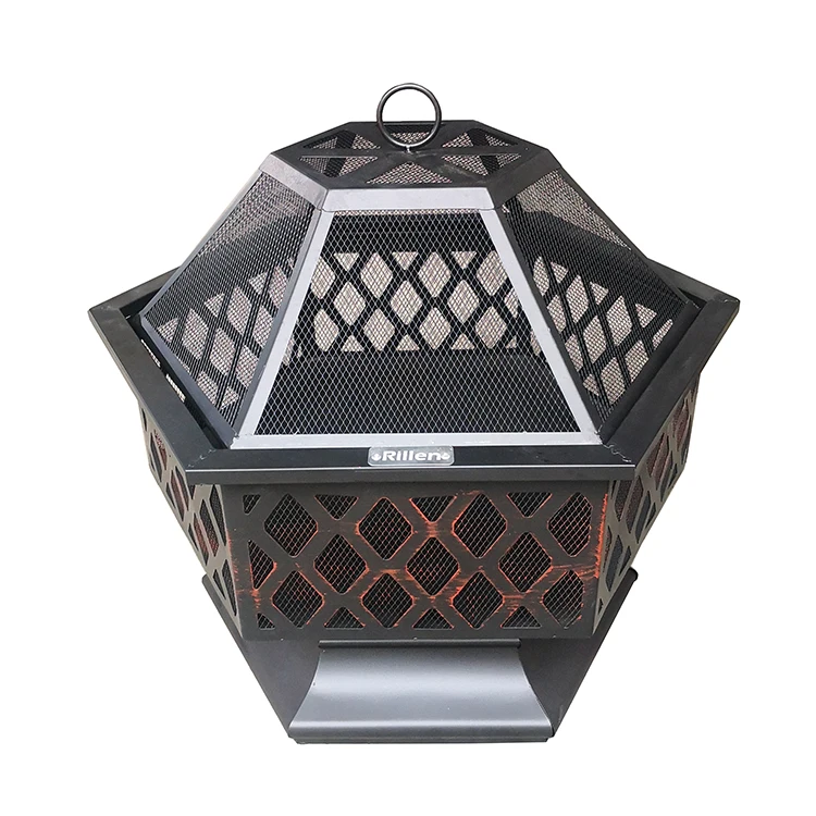 Оптовая продажа портативная уличная Шестигранная сокровище для огня стальная металлическая чаша барбекю и дрова с