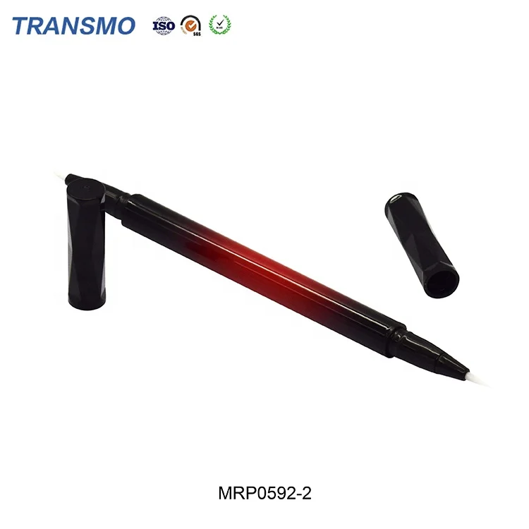 Customized double head liquid eyeliner packaging gradient red empty eyeliner pencil tube