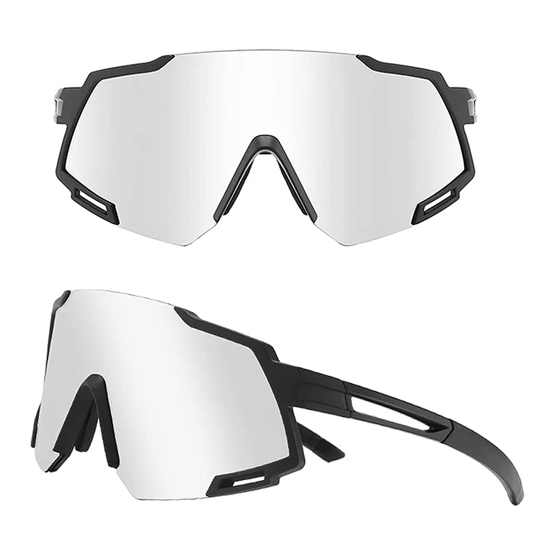 One Piece Lens Cool Bicycle Glass Men Shade Sun Polarized Glasses Sport Silver Goggles Retro Biker