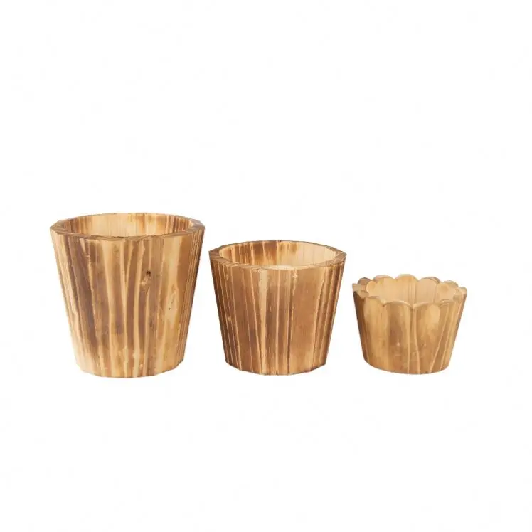 Plant Planting Decorative Container Handicraft Supplier Planter Flowerpot Wooden Barrel