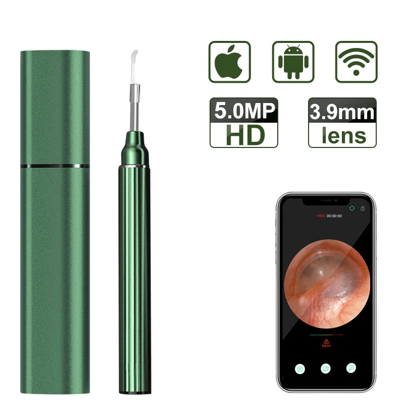 Новинка 2021, отоскоп для удаления ушного воска с Wi-Fi, интегрированный беспроводной медицинский Безопасный инструмент для удаления ушного воска, устройство для удаления ушного воска с камеры