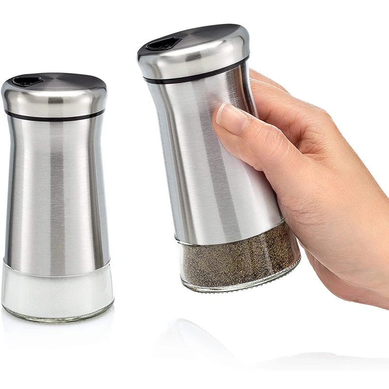 Premium Salt and Pepper Shakers with Adjustable Pour Holes Elegant Stainless Steel Salt and Pepper Dispenser (62580190368)