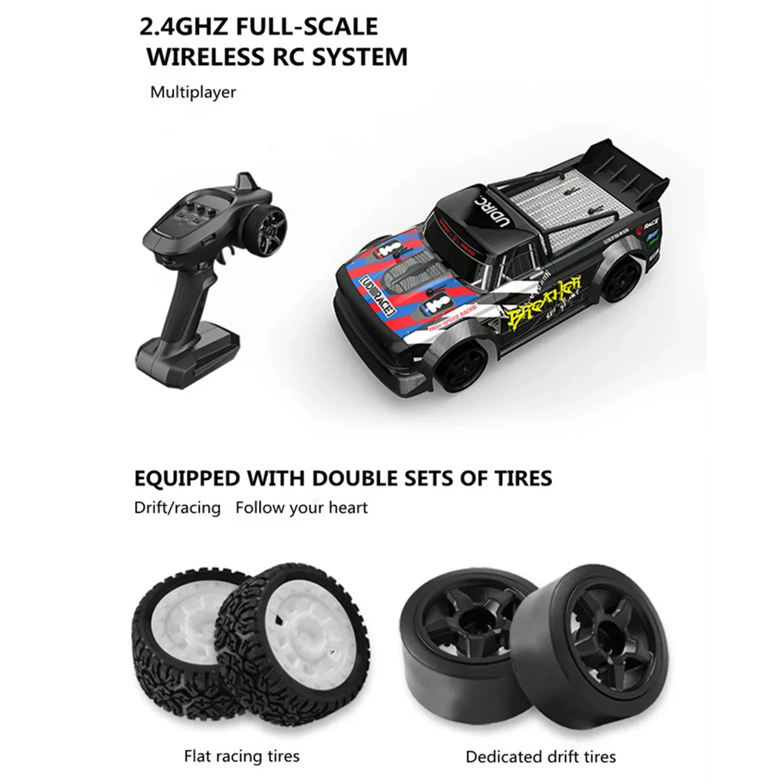 Remote Control High Speed Drift Truck Vehicle RC Muscle Sport Car 1:16 30km/h 380 Brushed Motor ESP SJY-UD1601 1/16 4WD 4CH