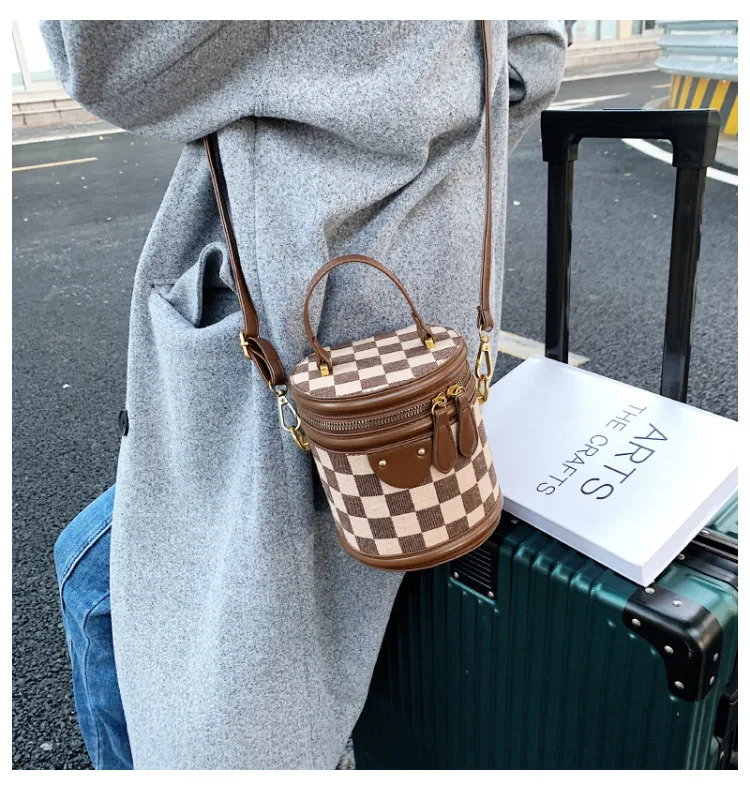 ARUBBIT Brand Chinese Black and White Grid Print Women Crossbody Hand Bag Lady Handbags