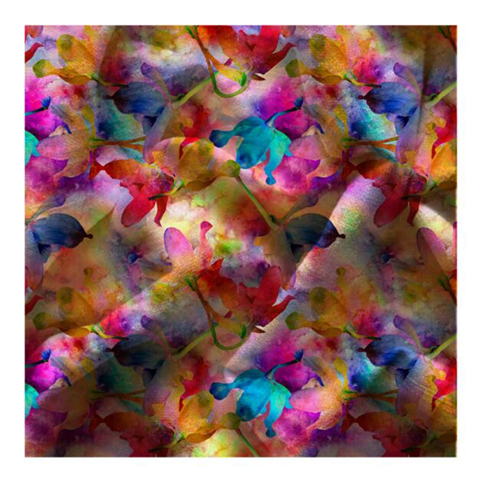 Pattern Custom Digital Printing Stonewashed Fabric The Factory Outlet Hand Drawing Flowers 100% Linen Woven Plain In-stock Items