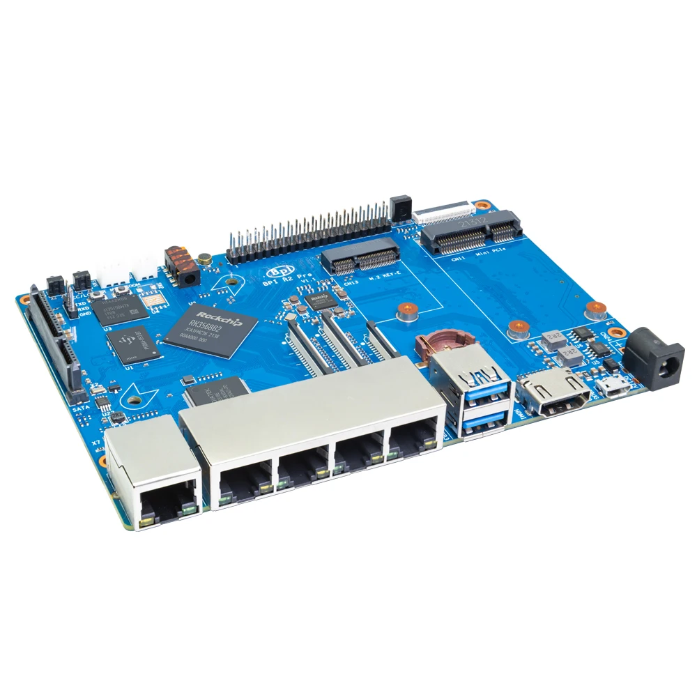MTK Banana Pi BPI-R2 Pro четырехъядерный Cortex-A55 2 Гб LPDDR4 8 ГБ eMMC Dual GbE Wi-Fi 6 BT5 умный дом и IoT шлюз