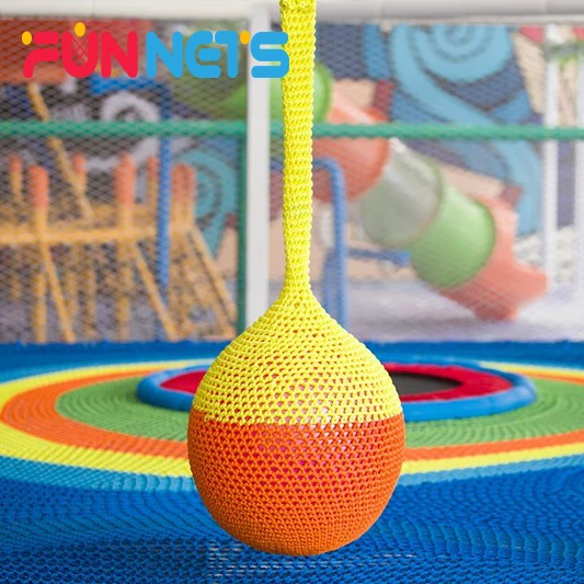 Handmade rope nets woven swing with soft ball