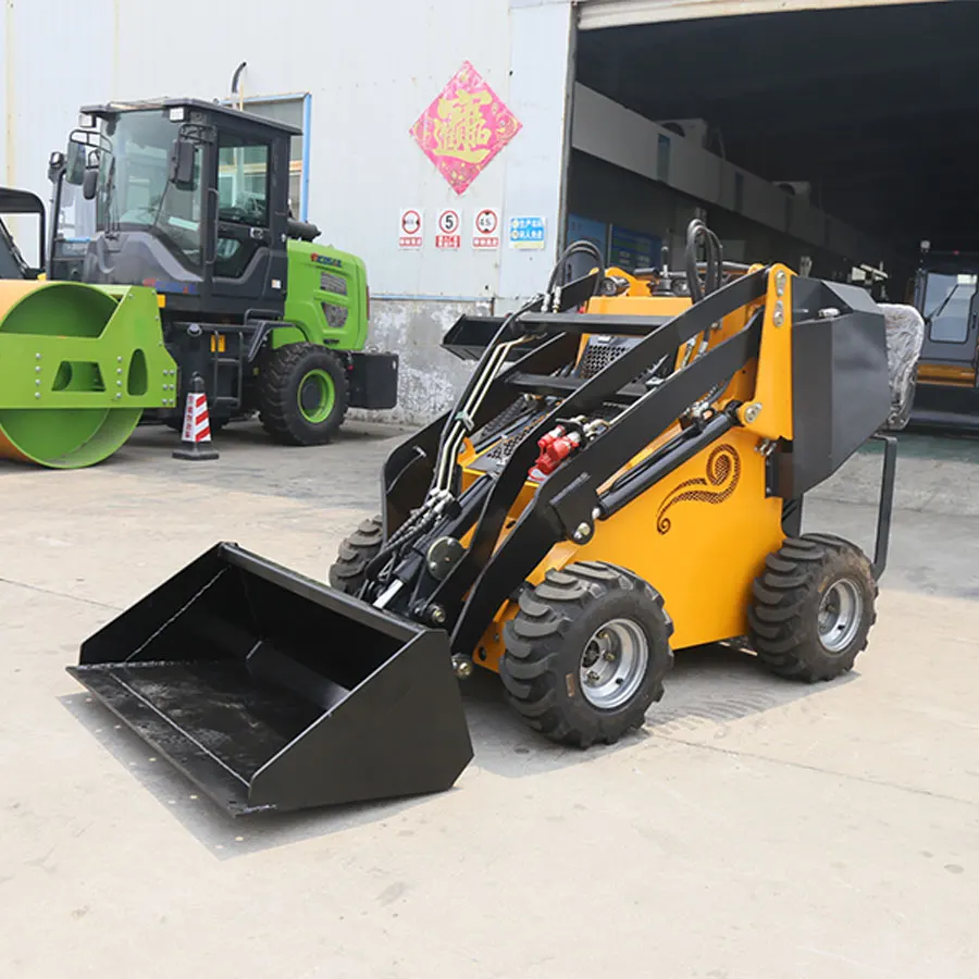 Walk Behind Kubota Engine China Diesel Chinese Wheel Type Mini Skid Steer Loader for Sale With Attachments