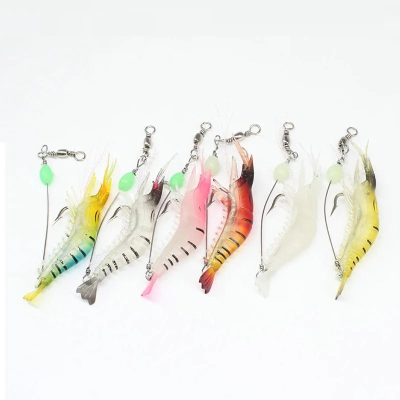 High Quality 9cm Biomimetic Prawn Shrimp Rigs Soft Lure Bait with Hook PVC Artificial for Sea and Lake Fishing Plastic Material