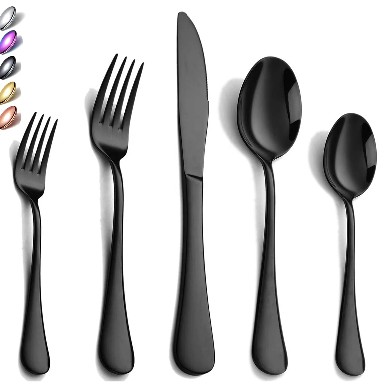 Custom Stainless Steel Silverware Party Cutleries Dining Set Restaurant Flatware Utensil Black Cutlery