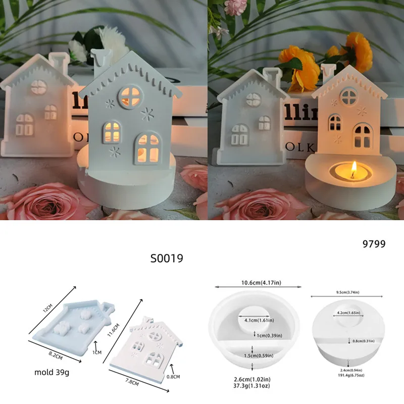 S0019 Silicone mold ornaments for house desk candle holder and plugin Heart House Mold Home Decor clean chic versatile use
