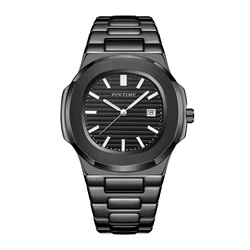New Classic Black Diamond Men Watch Stainless Steel Band Personalized Quartz Wristwatches Custom Logo