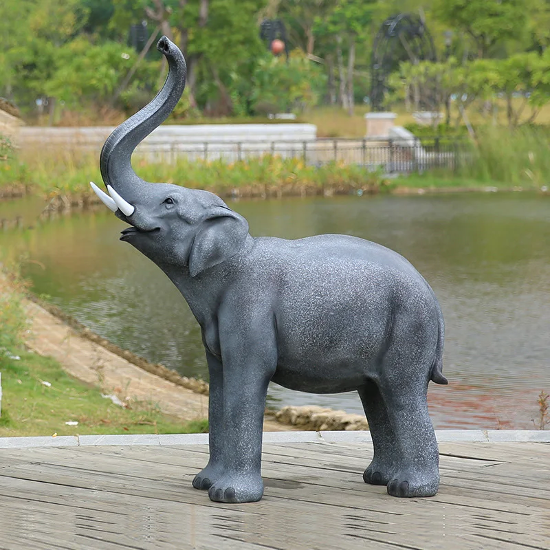 Statue Resin Statue Cute Elephants Large Animal Polyresin Sculpture For Garden Park School Decoration Life Size Resin Statue