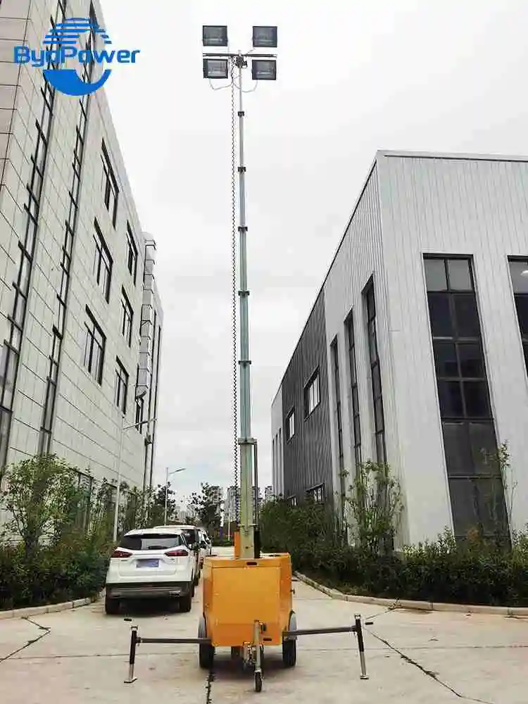 Factory Direct Supplier Towable Diesel Light Tower With Silent Generator Set Led Mini Lighting Tower For Sites
