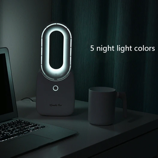 LED Electric Bladeless desk fan standing table Usb rechargeable electric portable leafless wireless fan for household