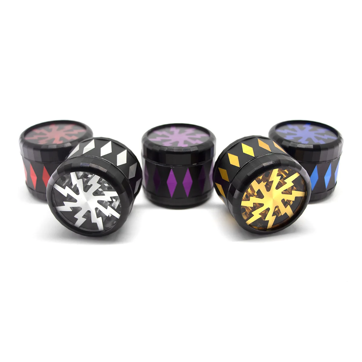 Tobacco Grinder Aluminum Customized logo Colorful 63mm herbal grinder cartoon smoke 4 layer spice crusher smoking accessories