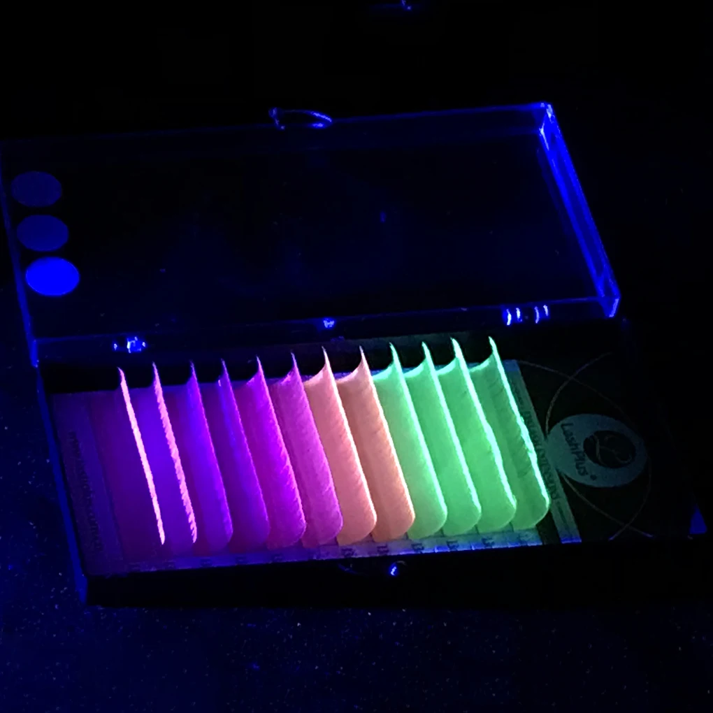 LashPlus Individual Eyelashes neon lash trays d curl mink eyelash extensions silk color lashes glow