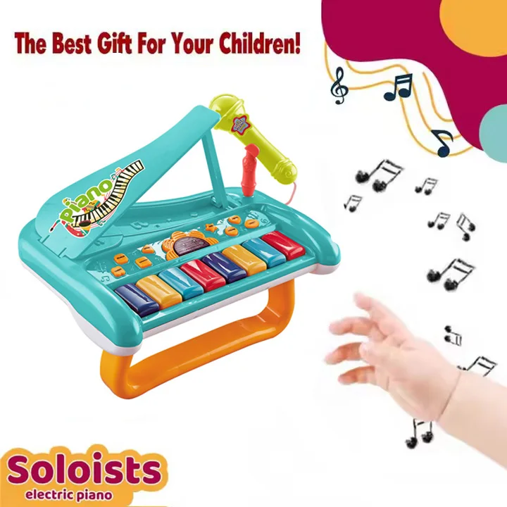 Hot Selling Kids Piano Mult-ifunction Keyboard 8 Key Piano With Microphone Educational Musical Instruments