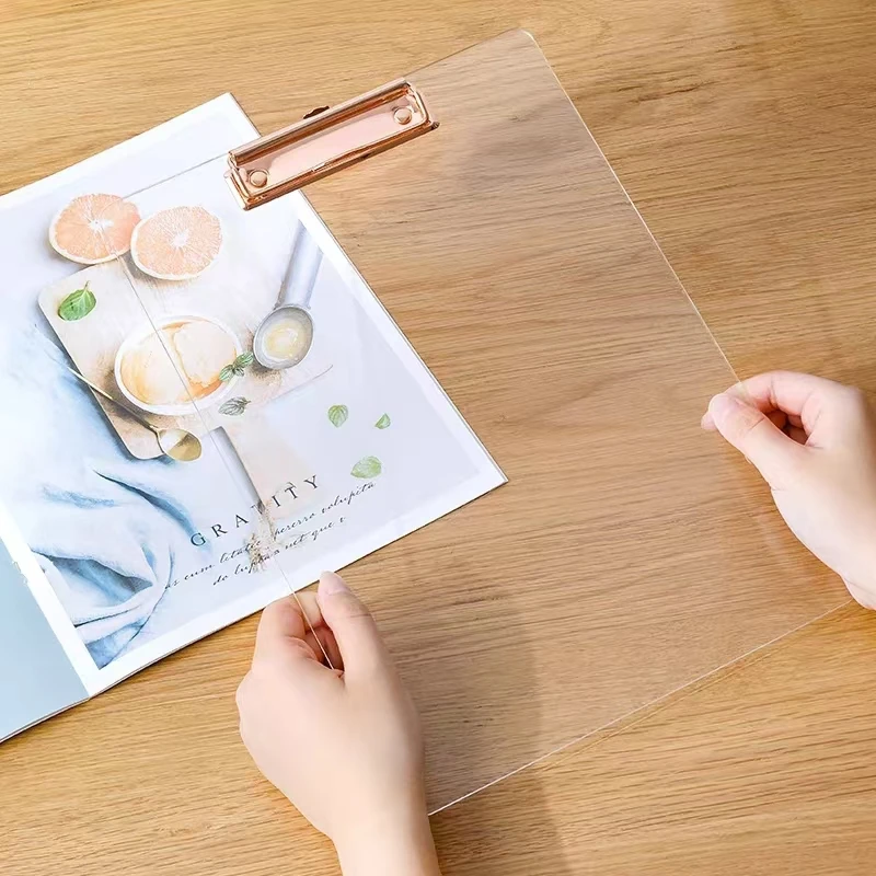 Suitable for Office School Plastic Clipboard Classroom Student Children Clear Clipboard of Acrylic Clear Board Clip Customized