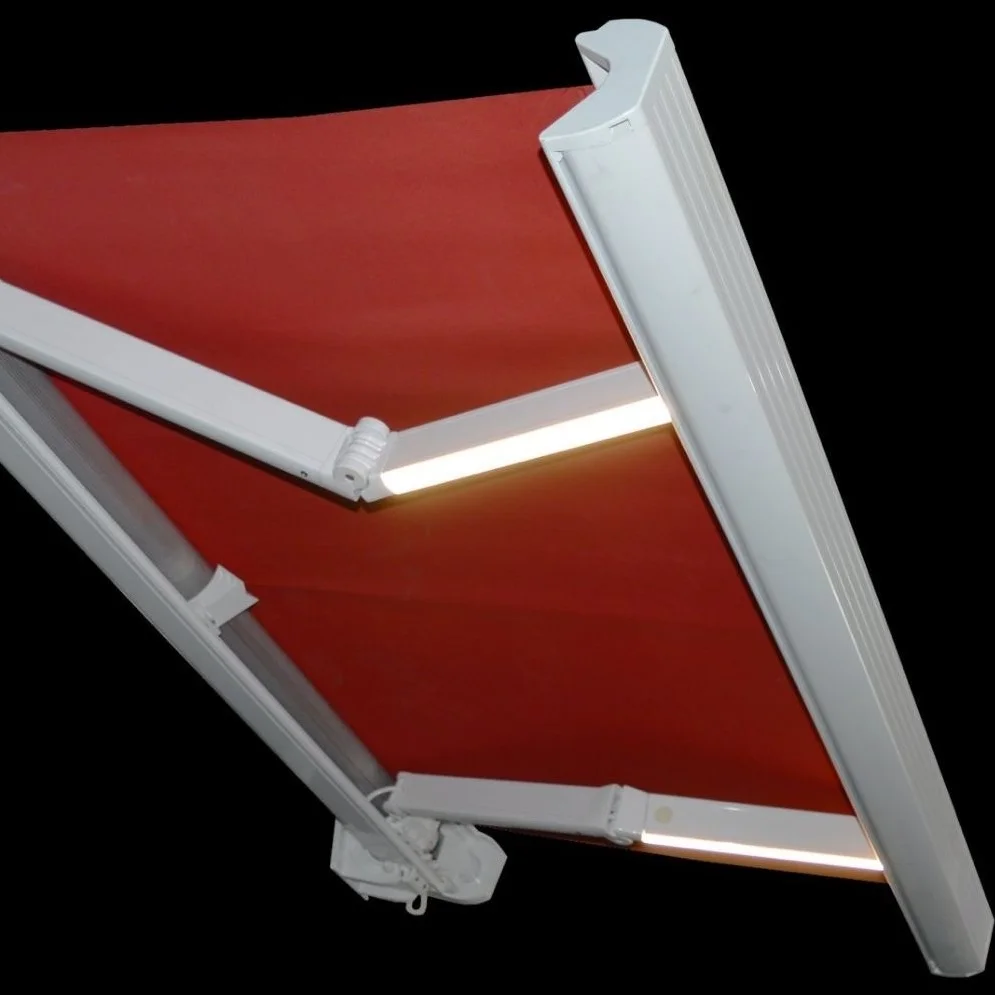 OEM Заводской пользовательский полный Кассетный тент для балкона моторизованный тент выдвижной водонепроницаемый наружный Тент со светодиодными лампами