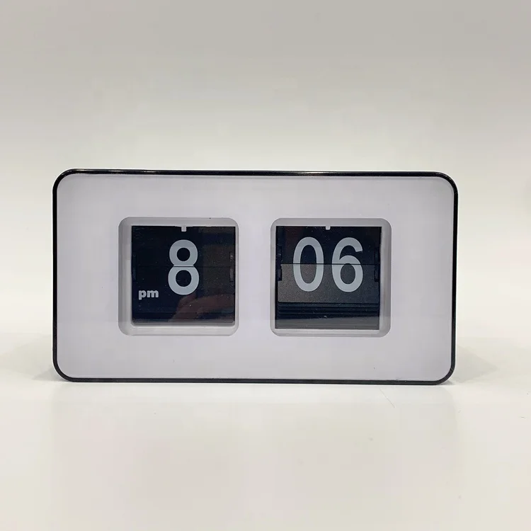 western style auto flip plastic digital table clock alarm for desktop decor