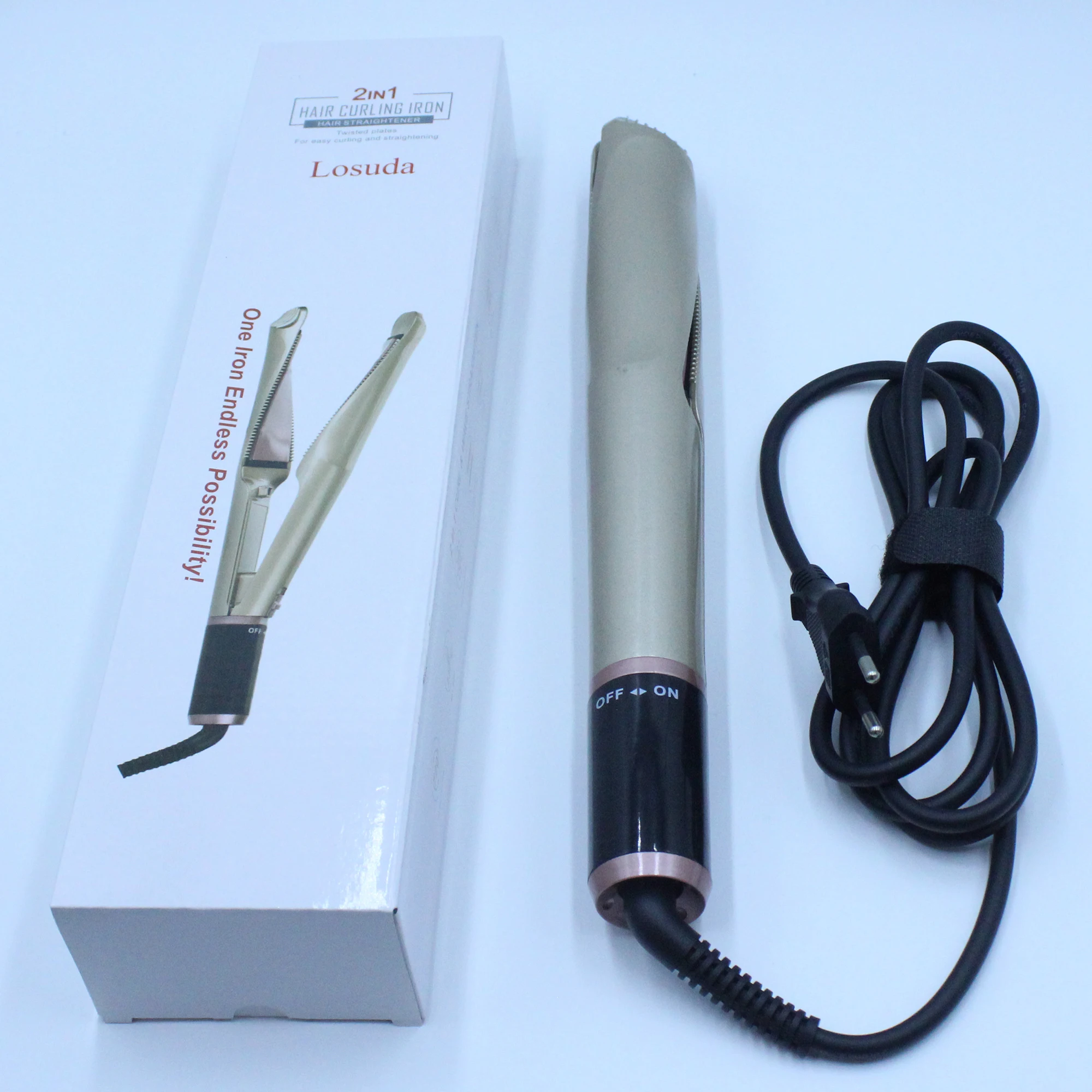 Professional 2 in 1 Electric Hair Curling Irons Ceramic Tourmaline with Digital LCD Display Hair Curler Straightener for woman