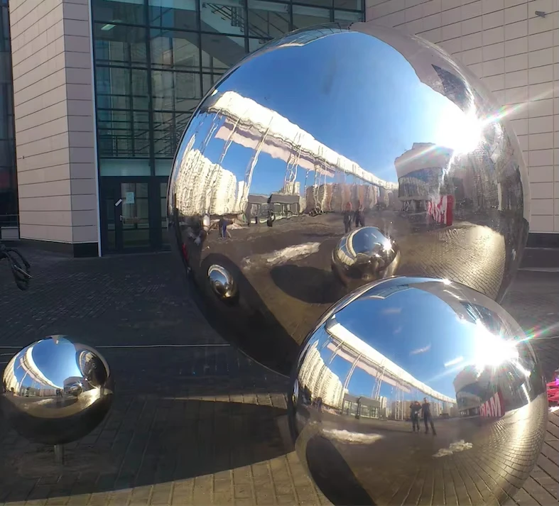 Stainless steel water feature fountain ball Outdoor garden decorative pool ball sculpture custom stainless steel fountain ball