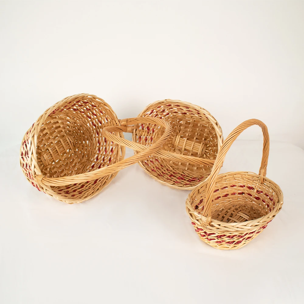 JY Wholesale Factory Directly Sale Wedding Straw Wicker Gifts Containers Basket Set Hanging Fruit Flower Rattan Storage Baskets