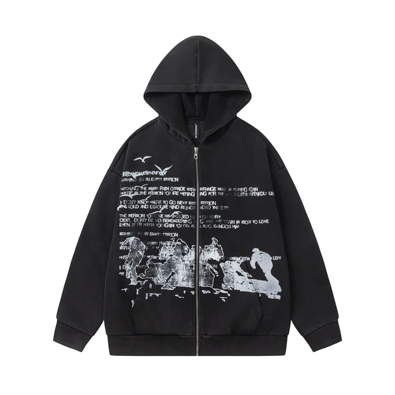 Support One Piece Custom Zipper Up Hoodie Heavyweight Men Hoodies Men Oversize Hoodie Unisex Blank Puff Print Set