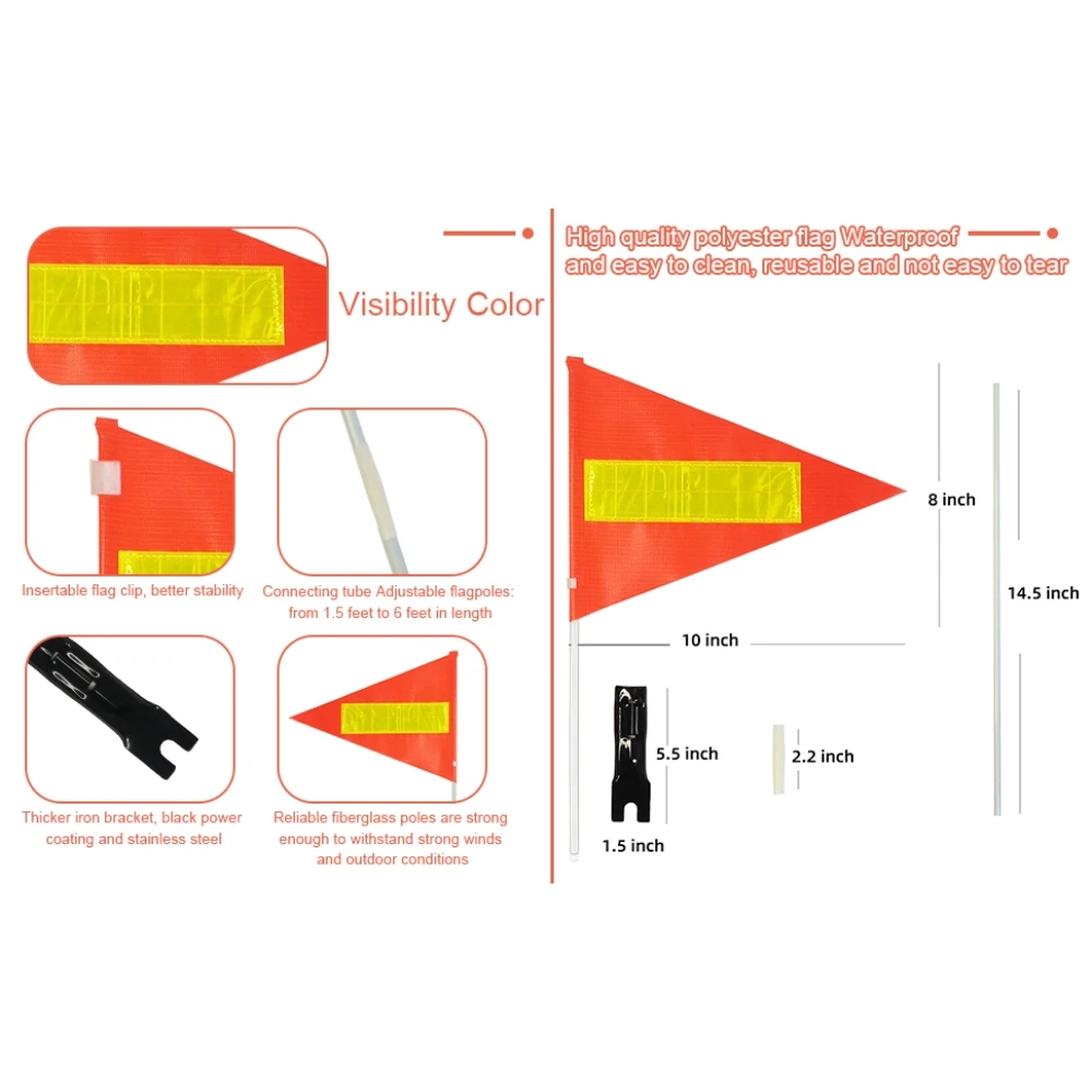 Wholesale Children Cycling Safety Flags Red Flag Reflective Warning Triangle Kids Bikes Outdoor Signs Promotional Banners