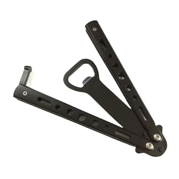 Черная Складная открывалка для пивных бутылок, металлическая игрушка, открывалка для бутылок